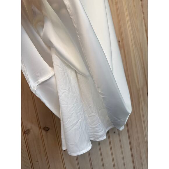 NWT Lulus Distinctive Charm White Satin Asymmetrical Midi Dress Wedding Size XL - Picture 9 of 9